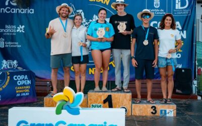 Nía Suardíaz y Tom Pansard se imponen en la Copa Open de Canarias de Wingfoil