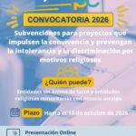Convocatoria de subvenciones para la realización de actividades de fortalecimiento de la convivencia y prevención de la intolerancia y la discriminación por motivos religiosos