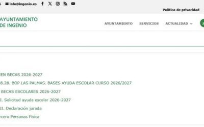 Abierto el plazo de las ayudas escolares para estudiantes del municipio de Ingenio del curso 2026/2027