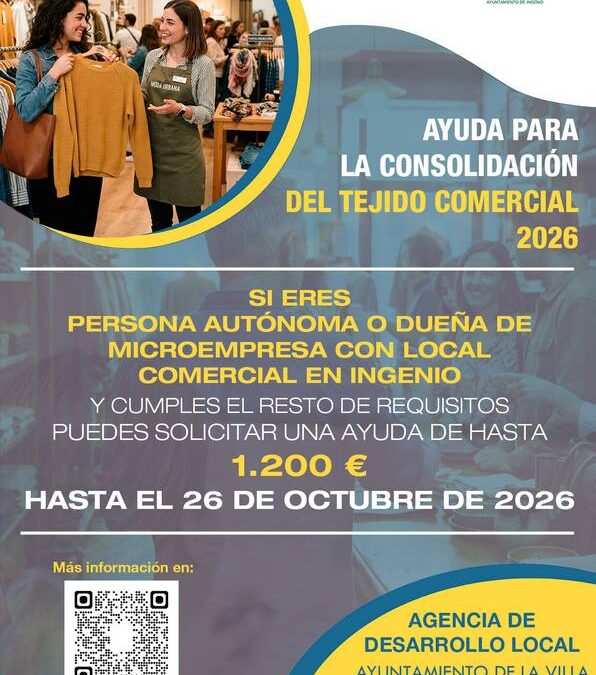 Publicada la nueva convocatoria de ayudas para la consolidación del tejido comercial 